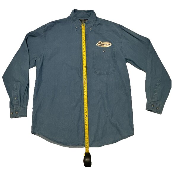 Vintage Nashville Denim Embroidered Trucker Jean Shirt Mens Large 90s USA TN - Picture 6 of 11